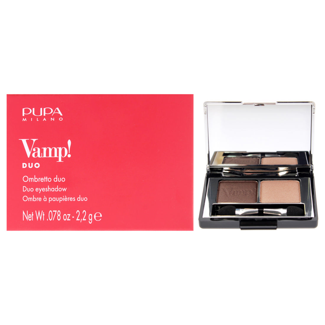Vamp! Compact Duo Eyeshadow - 004 Bronze Amber by Pupa Milano for Women - 0.078 oz Eye Shadow