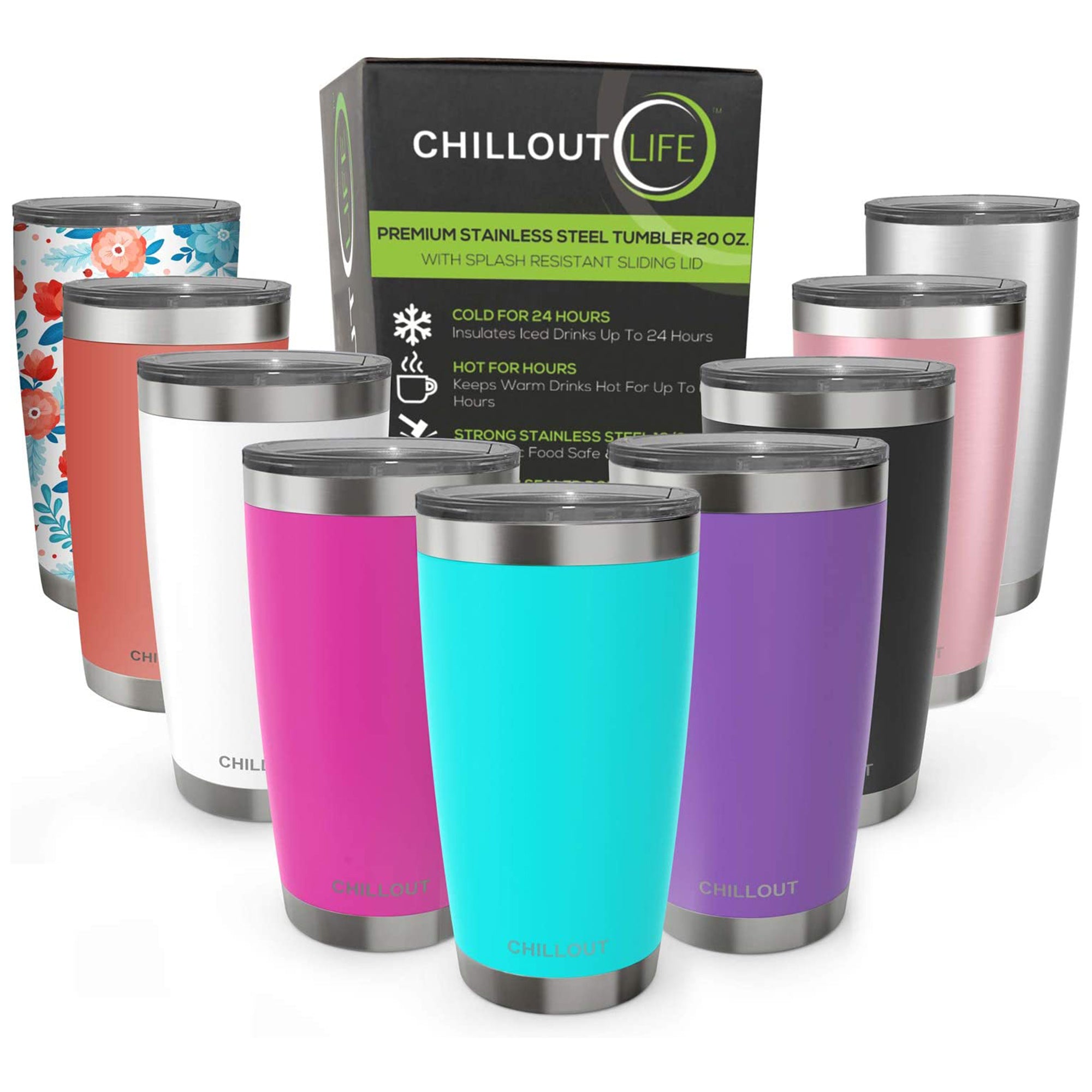Stainless Steel Tumbler with Lid and Straw - Teal by Chillout Life for Unisex - 20 oz Tumbler