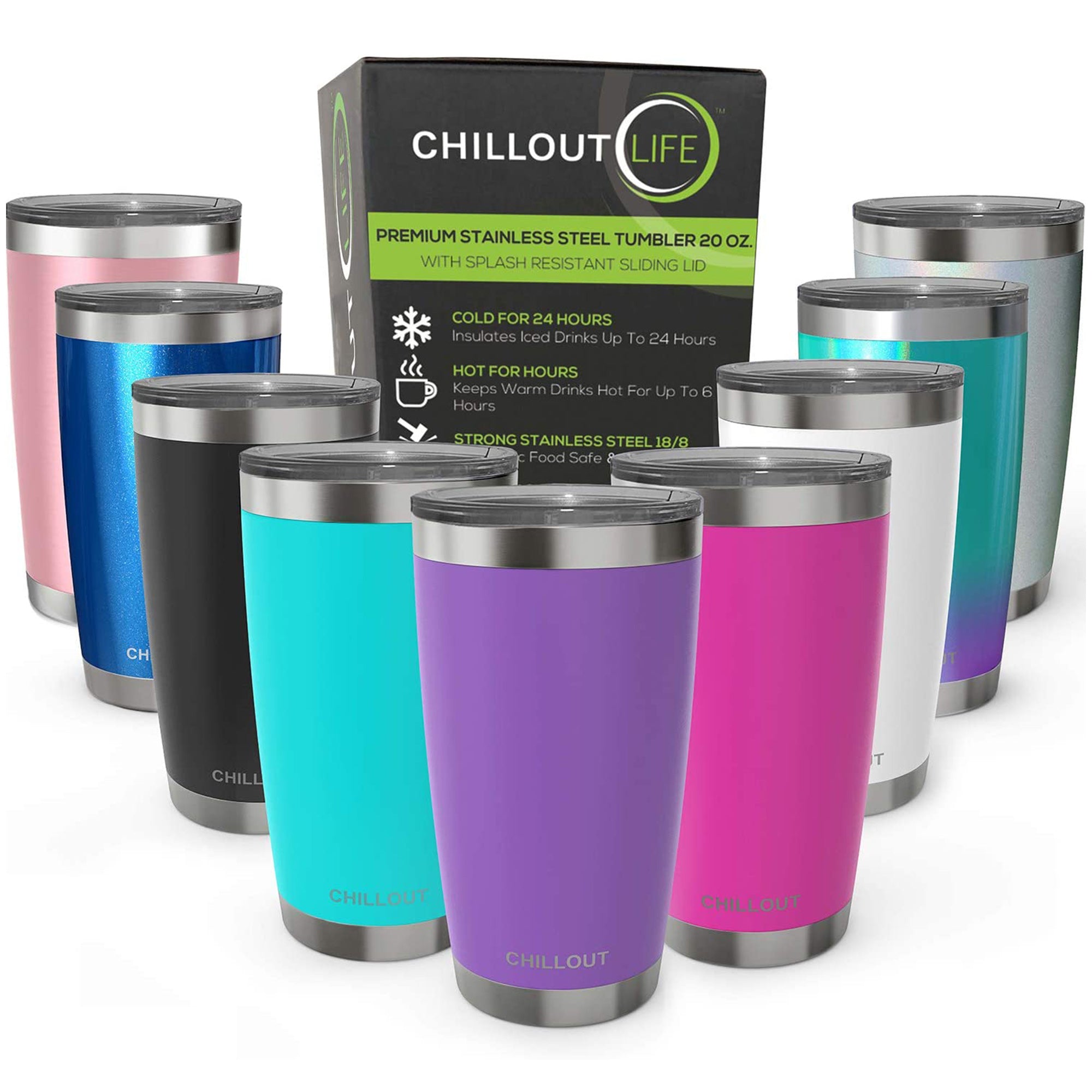 Stainless Steel Tumbler with Lid and Straw - Purple by Chillout Life for Unisex - 20 oz Tumbler