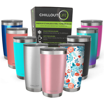 Stainless Steel Tumbler with Lid and Straw - Rose Gold by Chillout Life for Unisex - 20 oz Tumbler
