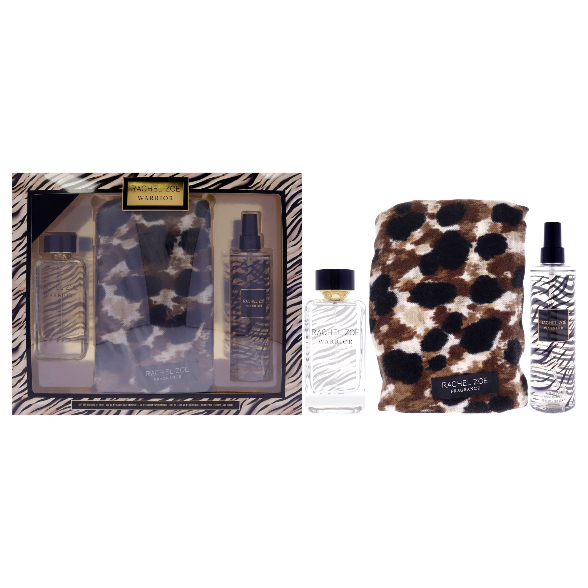 Warrior by Rachel Zoe for Women - 3 Pc Gift Set 3.4oz EDP Spray, 10oz Fragrance Mist, Scarf