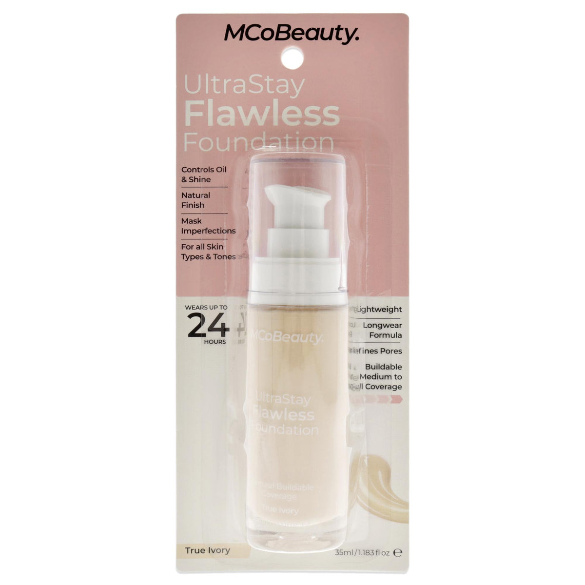 UltraStay Flawless Foundation - True Ivory by MCoBeauty for Women - 1.18 oz Foundation