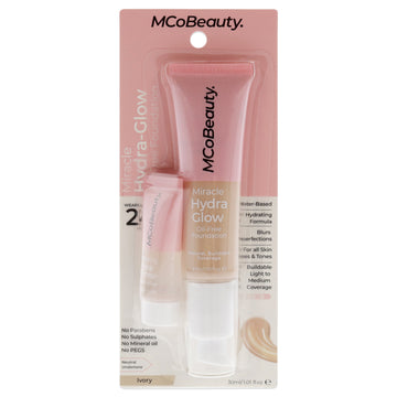 Miracle Hydra Glow Oil-Free Foundation - Ivory by MCoBeauty for Women - 2 Pc 1.01oz Miracle Hydra Glow Oil-Free Foundation, 0.27oz Hidrating Face Primer