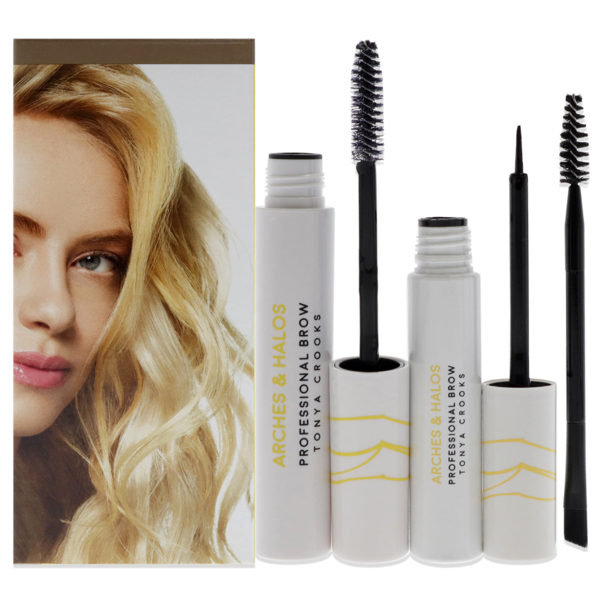 Brow Hero Tint Kit - Mocha Blonde by Arches and Halos for Women - 3 Pc 0.169oz Clear Brow Gel, 0.270 Brow Hero Tint, Dual-Ended Angled Brush