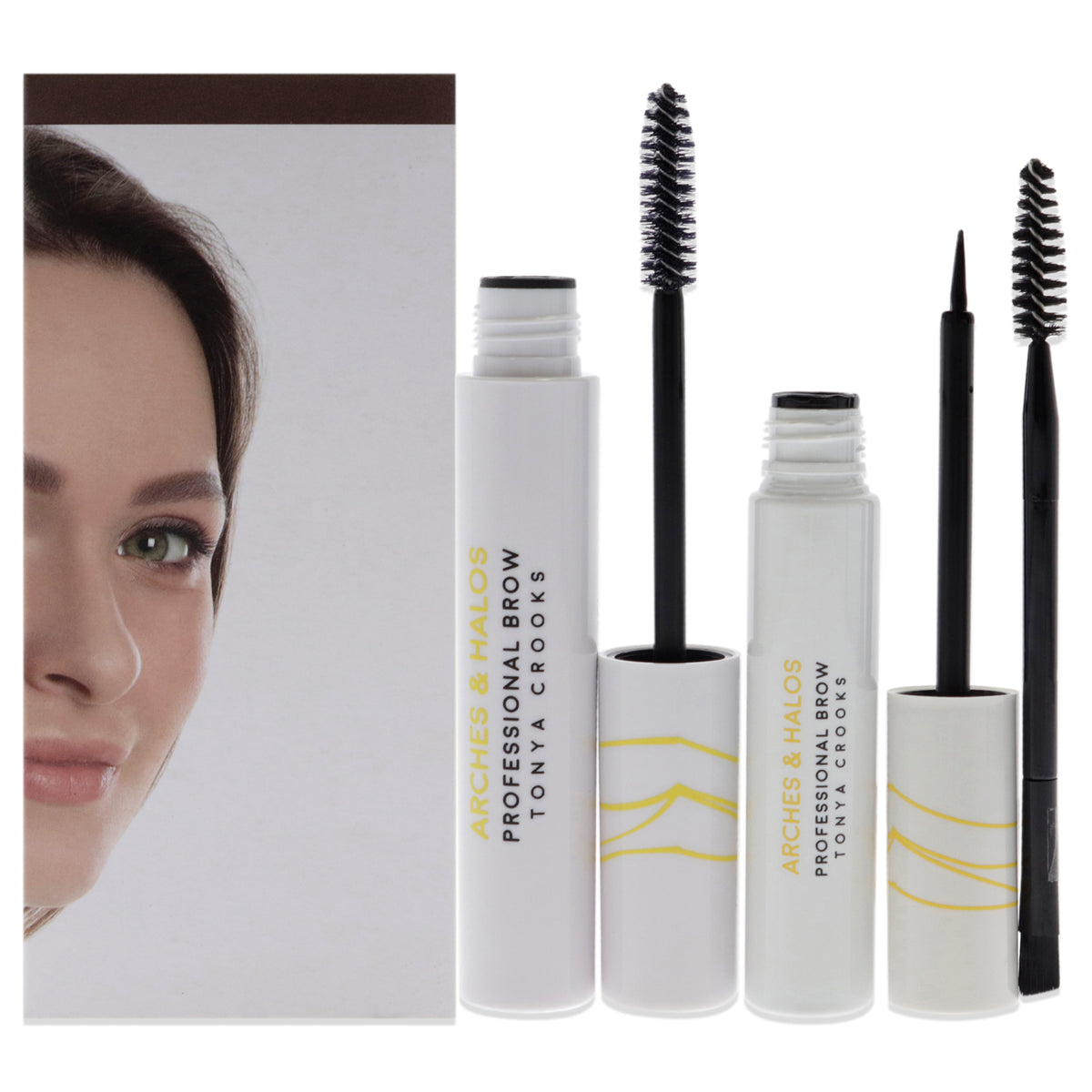 Brow Hero Tint Kit - Neutral Brown by Arches and Halos for Women - 3 Pc 0.169oz Clear Brow Gel, 0.270 Brow Hero Tint, Dual-Ended Angled Brush
