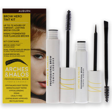 Brow Hero Tint Kit - Auburn by Arches and Halos for Women - 3 Pc 0.169oz Clear Brow Gel, 0.270 Brow Hero Tint, Dual-Ended Angled Brush