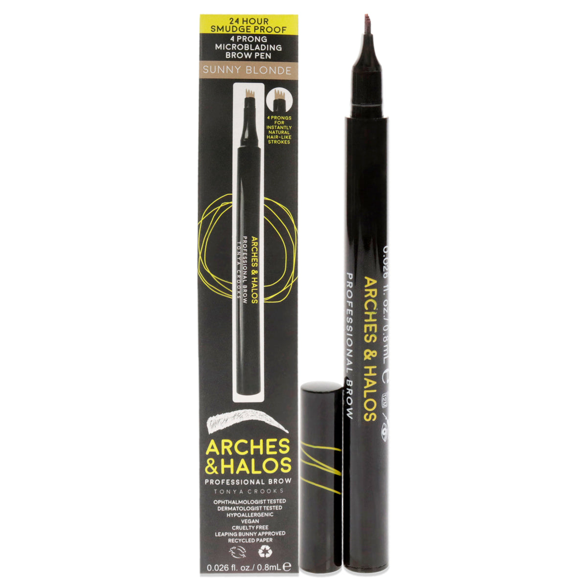 4 Prong Microblading Brow Pen - Sunny Blonde by Arches and Halos for Women - 0.026 oz Eyebrow Pen