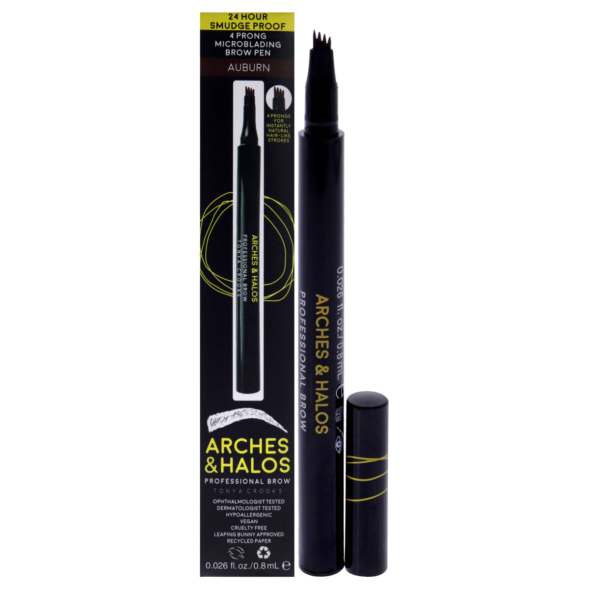 4 Prong Microblading Brow Pen - Auburn by Arches and Halos for Women - 0.026 oz Eyebrow Pencil