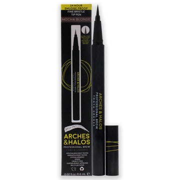 Fine Bristle Tip Pen - Mocha Blonde by Arches and Halos for Women - 0.02 oz Eyebrow Pen - Pack of 2