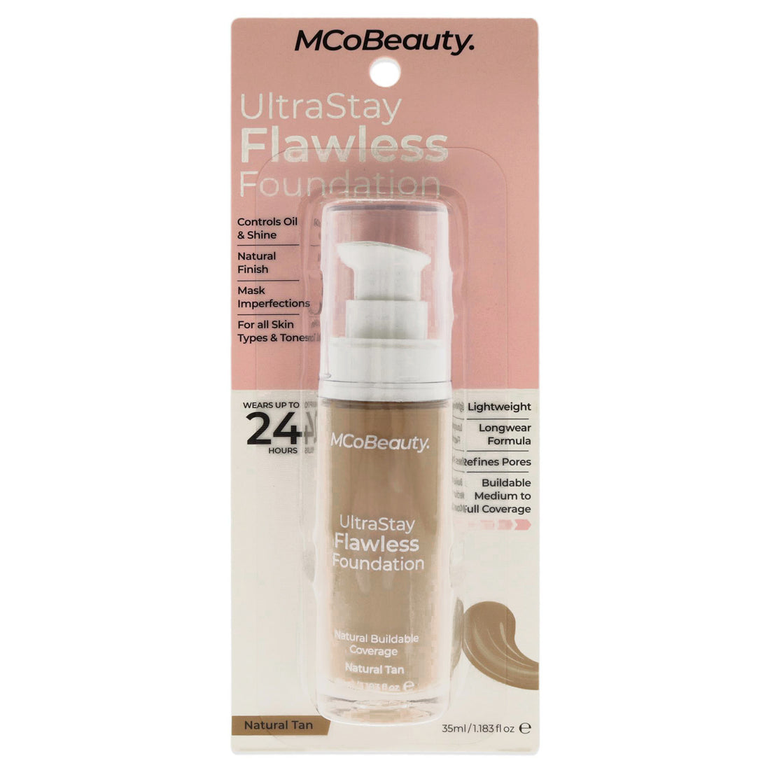 UltraStay Flawless Foundation - Natural Tan by MCoBeauty for Women - 1.18 oz Foundation