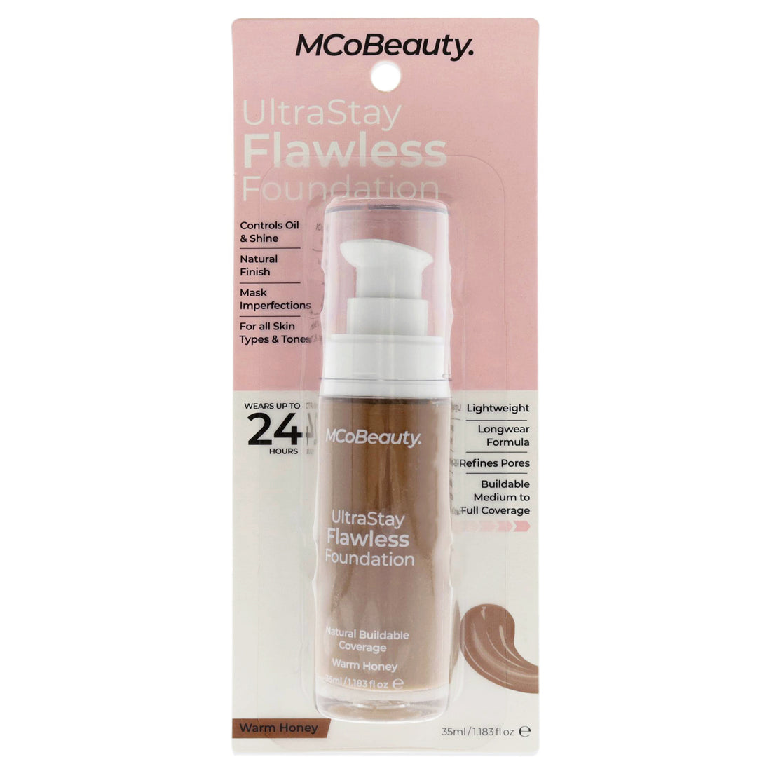 UltraStay Flawless Foundation - Warm Honey by MCoBeauty for Women - 1.18 oz Foundation