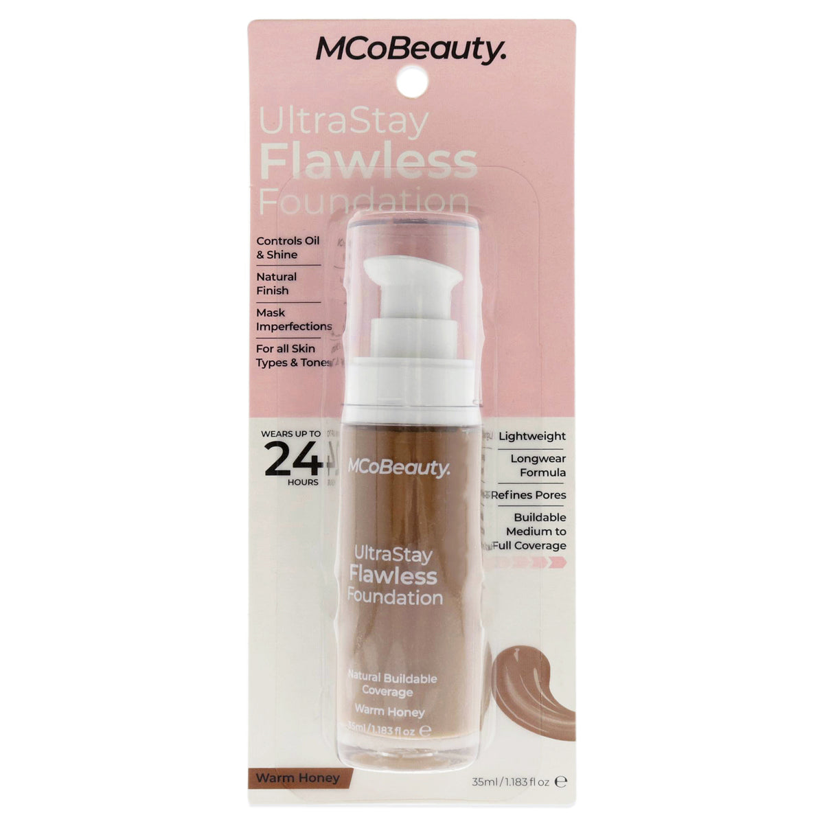 UltraStay Flawless Foundation - Warm Honey by MCoBeauty for Women - 1.18 oz Foundation