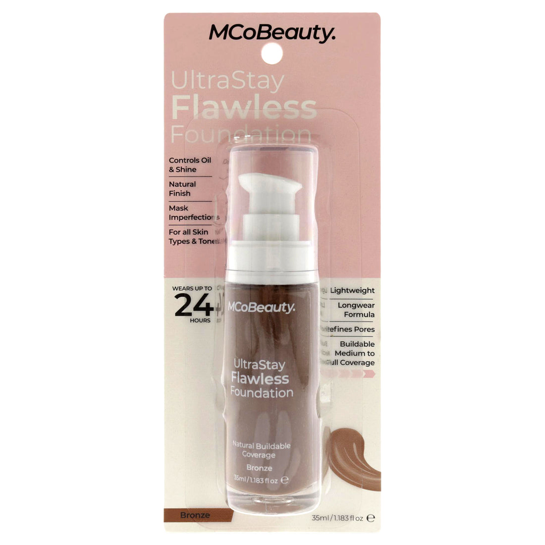 UltraStay Flawless Foundation - Bronze by MCoBeauty for Women - 1.18 oz Foundation