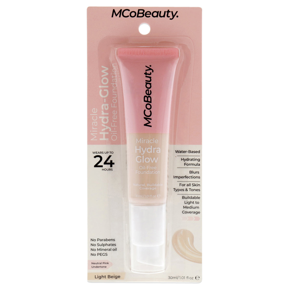 Miracle Hydra Glow Oil-Free Foundation - Light Beige by MCoBeauty for Women - 1.01 oz Foundation