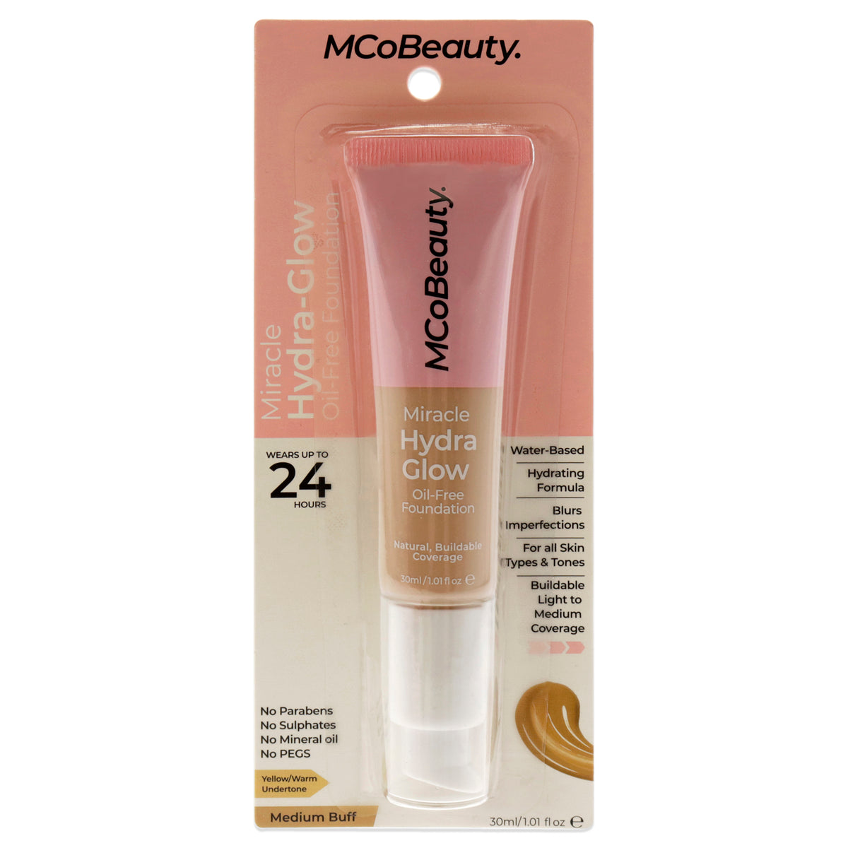Miracle Hydra Glow Oil-Free Foundation - Medium Buff by MCoBeauty for Women - 1.01 oz Foundation