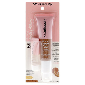 Miracle Hydra Glow Oil-Free Foundation - Warm Honey by MCoBeauty for Women - 2 Pc 1.01oz Miracle Hydra Glow Oil-Free Foundation, 0.27oz Hidrating Face Primer
