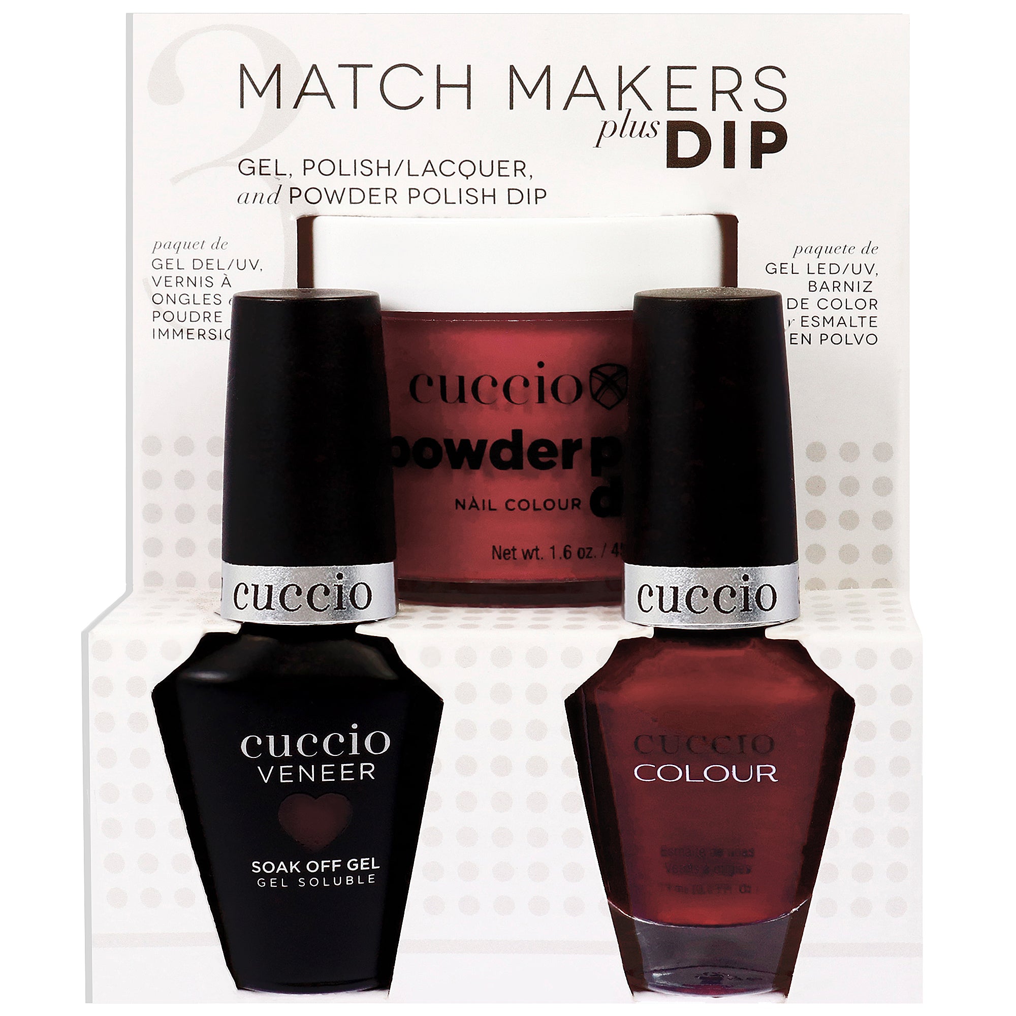Match Makers Plus Dip - Pompeii it forward by Cuccio Colour for Women - 3 Pc 1.6oz Pro Powder Polish Dip System, 0.44oz Veneer Soak Off Gel, 0.43oz Colour Nail Polish