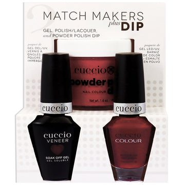 Match Makers Plus Dip - Pompeii it forward by Cuccio Colour for Women - 3 Pc 1.6oz Pro Powder Polish Dip System, 0.44oz Veneer Soak Off Gel, 0.43oz Colour Nail Polish