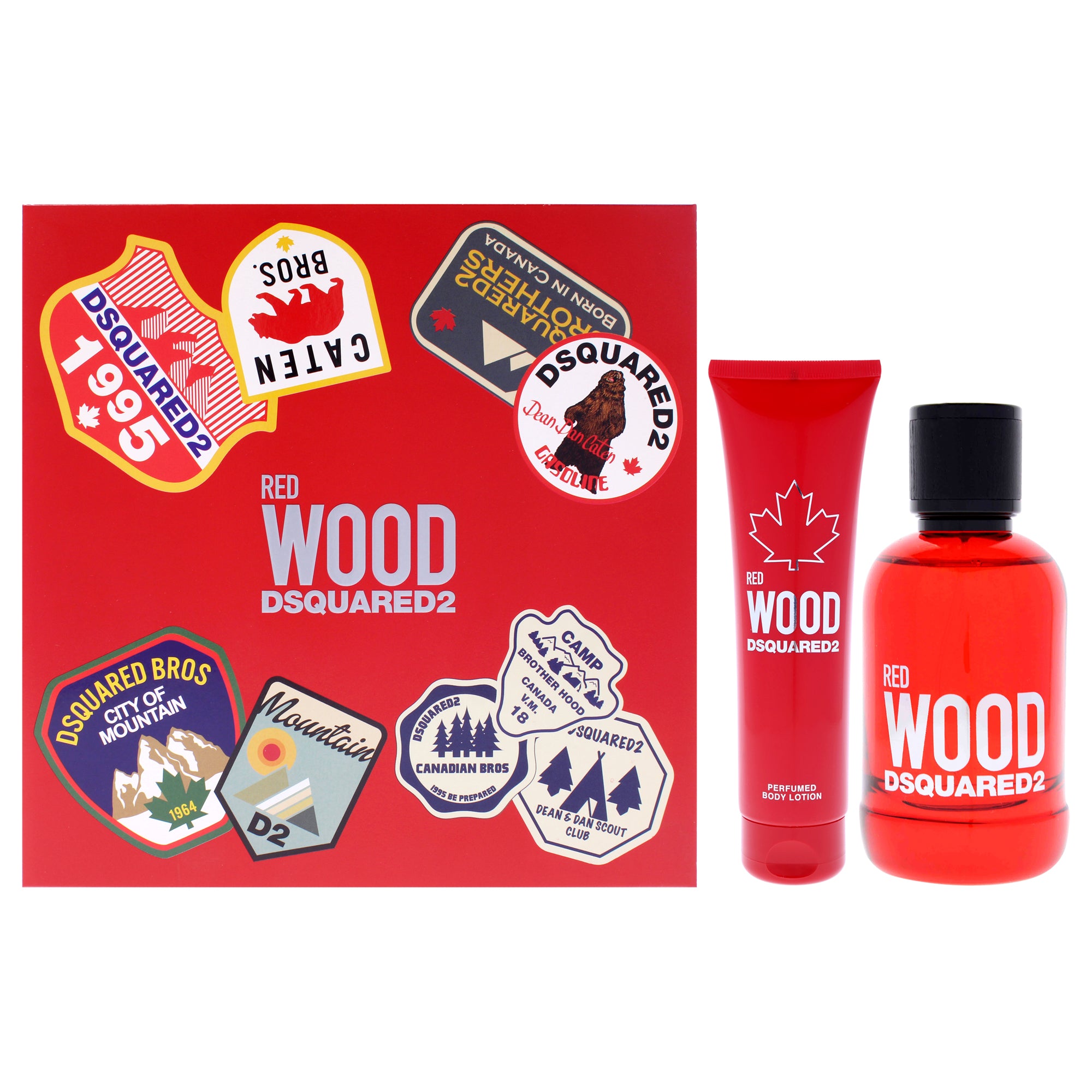 Red Wood by Dsquared2 for Women - 2 Pc Gift Set 3.4oz EDT Spray, 5.0oz Perfumed Body Lotion