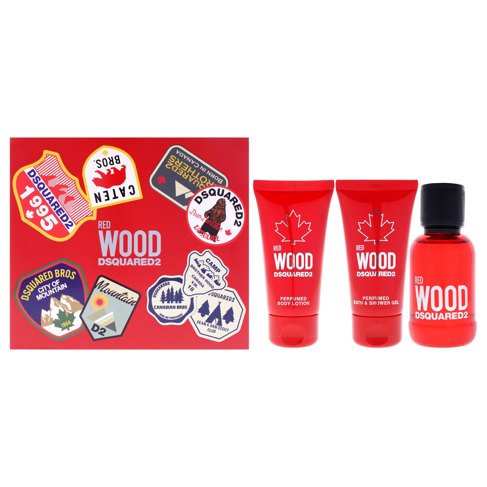 Red Wood by Dsquared2 for Women - 3 Pc Gift Set 1.7oz EDT Spray, 1.7oz Body Lotion, 1.7oz Bath and Shower Gel