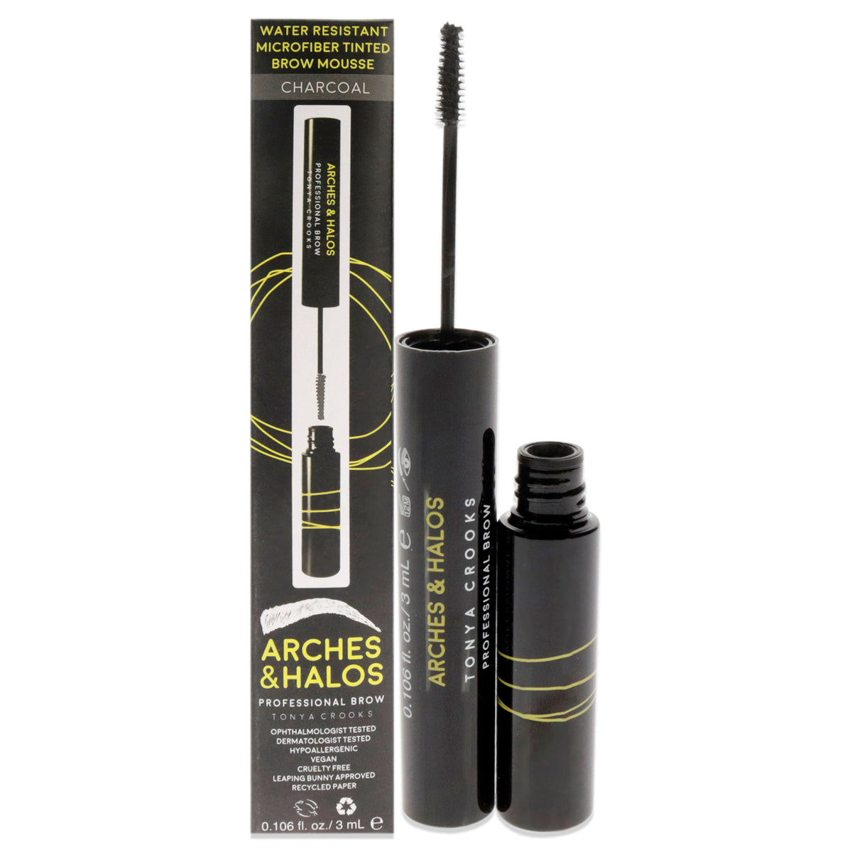 Microfiber Tinted Brow Mousse - Charcoal by Arches and Halos for Women - 0.106 oz Mousse