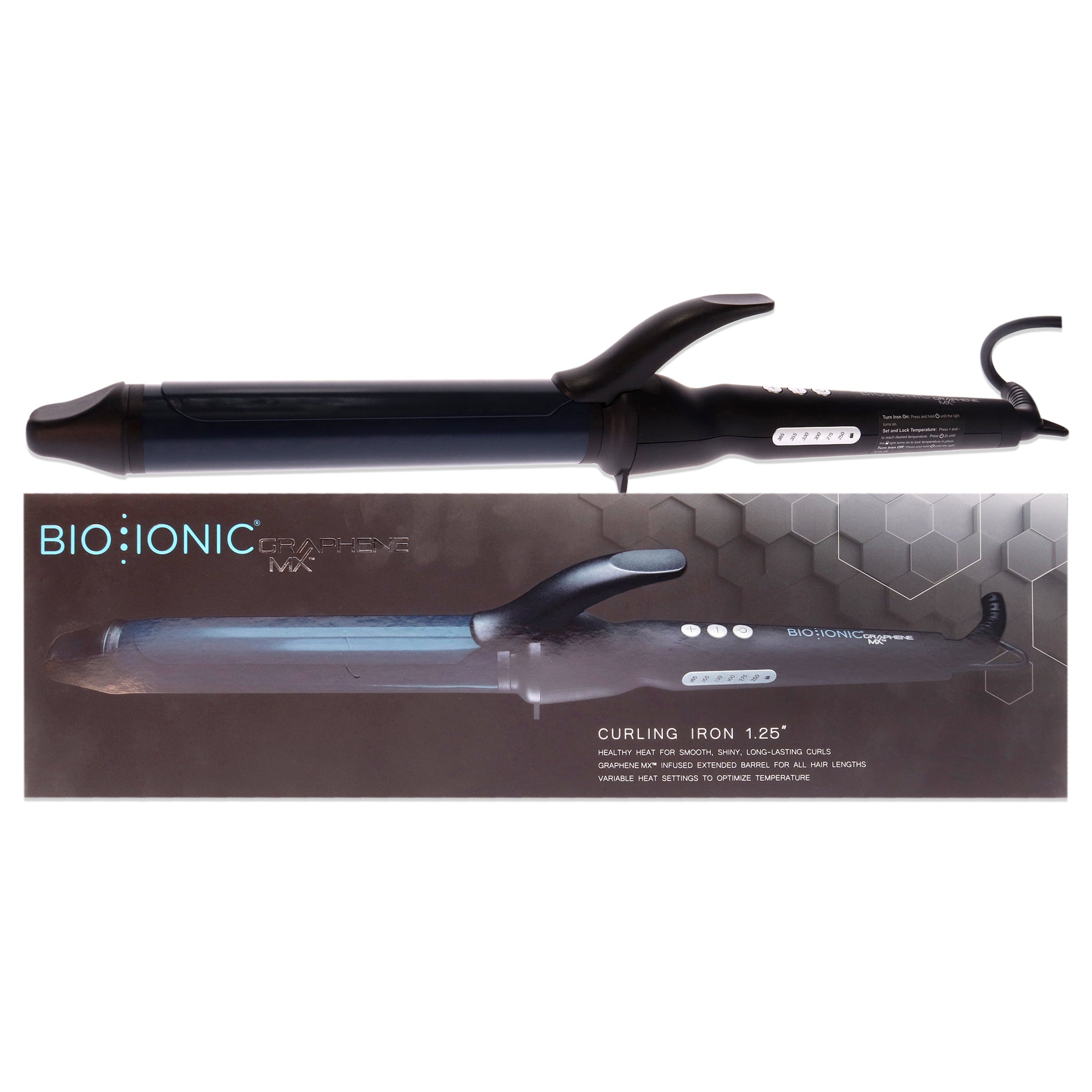 Graphene MX Curling Iron - Blue by Bio Ionic for Women - 1.25 Inch Curling Iron