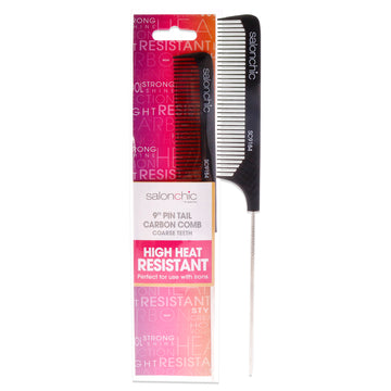 Pin Tail Carbon Comb High Heat Resistant 9 - Coarse Teeth by SalonChic for Unisex - 1 Pc Comb