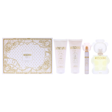 Moschino Toy 2 by Moschino for Women - 4 Pc Gift Set 3.4oz EDP Spray, 0.33oz EDP Spray, 3.4oz Body Lotion, 3.4oz Shower Gel