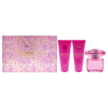 Versace Bright Crystal Absolu by Versace for Women - 4 Pc Gift Set - 3oz EDP Spray, 3.4oz Shower Gel, 3.4oz Body Lotion, Bag - Black and Gold