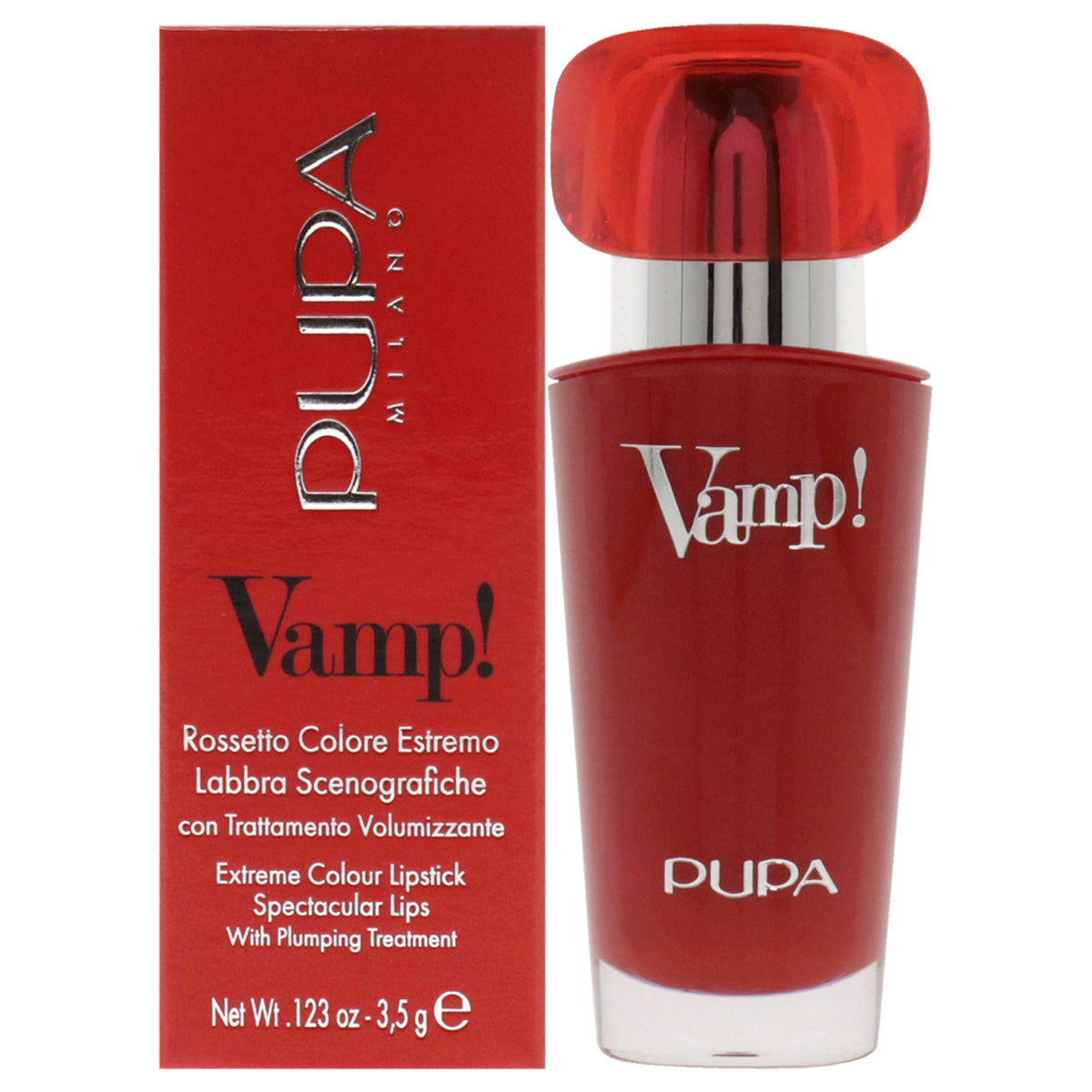 Vamp! Luminous Lipstick - 301 Intense Red by Pupa Milano for Women - 0.123 oz Lipstick