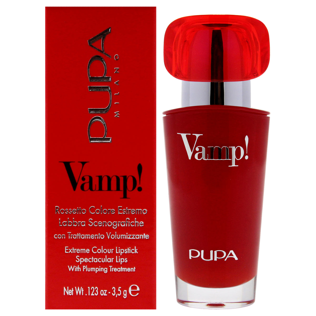 Vamp! Luminous Lipstick - 302 Ruby Red by Pupa Milano for Women - 0.123 oz Lipstick