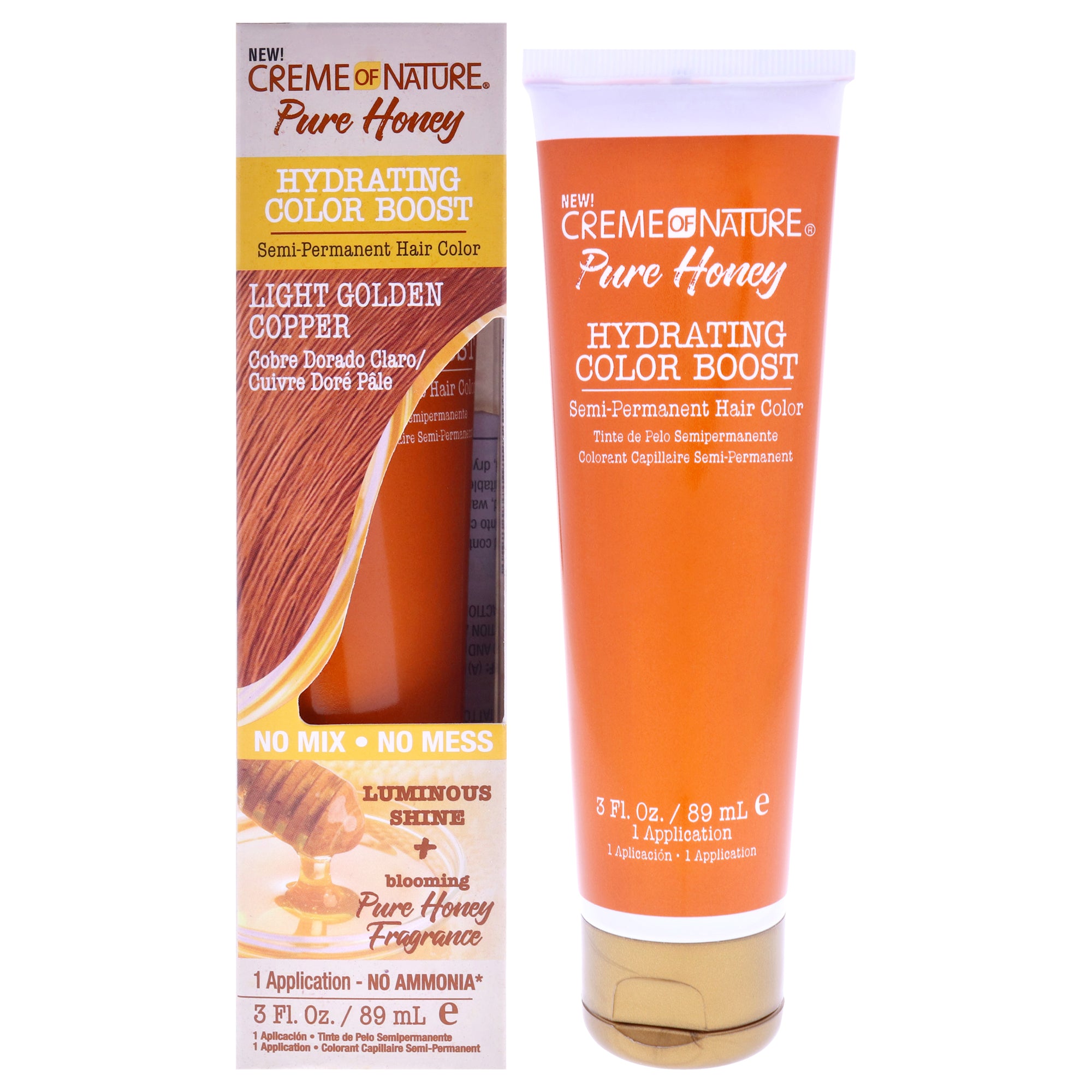 Pure Honey Hydrating Color Boost Semi-Permanent Hair Color - Light Golden Copper by Creme of Nature for Unisex - 3 oz Hair Color