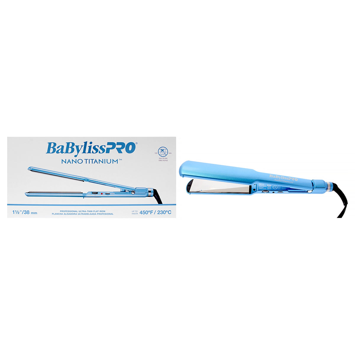 Nano Titanium Ultra-Thin Flat Iron - BNT4073TUC - Blue by BaBylissPRO for Unisex - 1.5 Inch Flat Iron