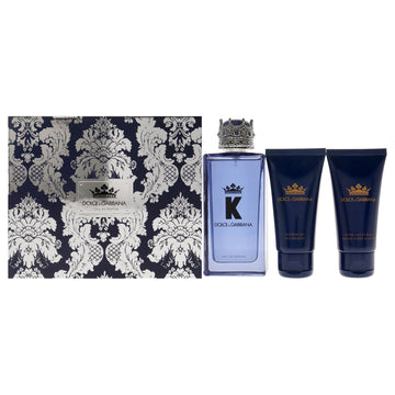K by Dolce and Gabbana for Men - 3 Pc Gift Set 3.3oz EDP Spray, 1.6oz Shower Gel, 1.6oz After Shave Balm