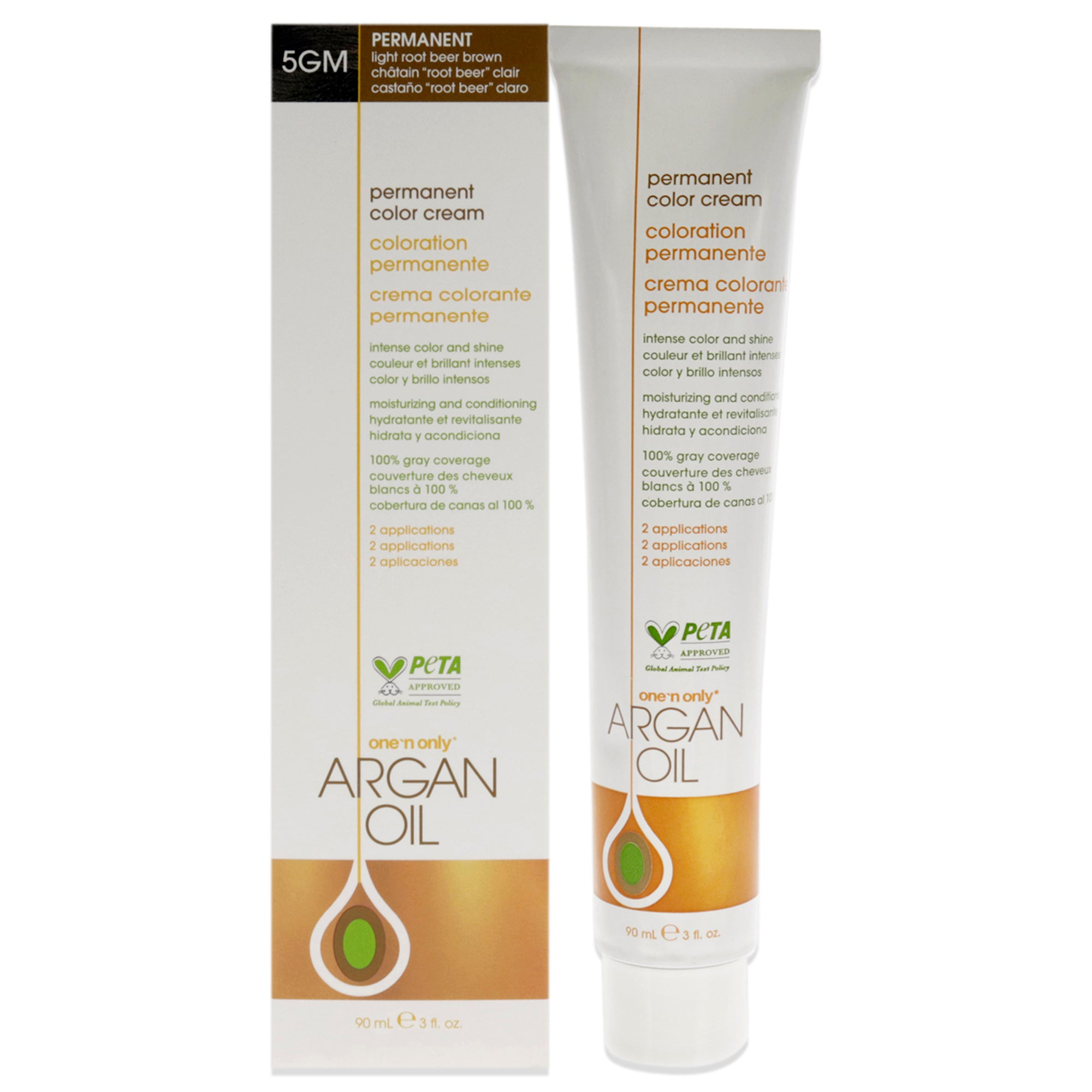 Argan Oil Permanent Color Cream - 5GM Light Root Beer Brown by One n Only for Unisex - 3 oz Hair Color
