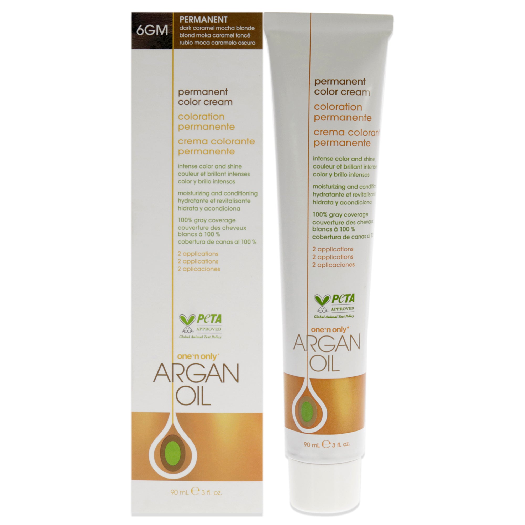 Argan Oil Permanent Color Cream - 6GM Dark Caramel Mocha Blonde by One n Only for Unisex - 3 oz Hair Color