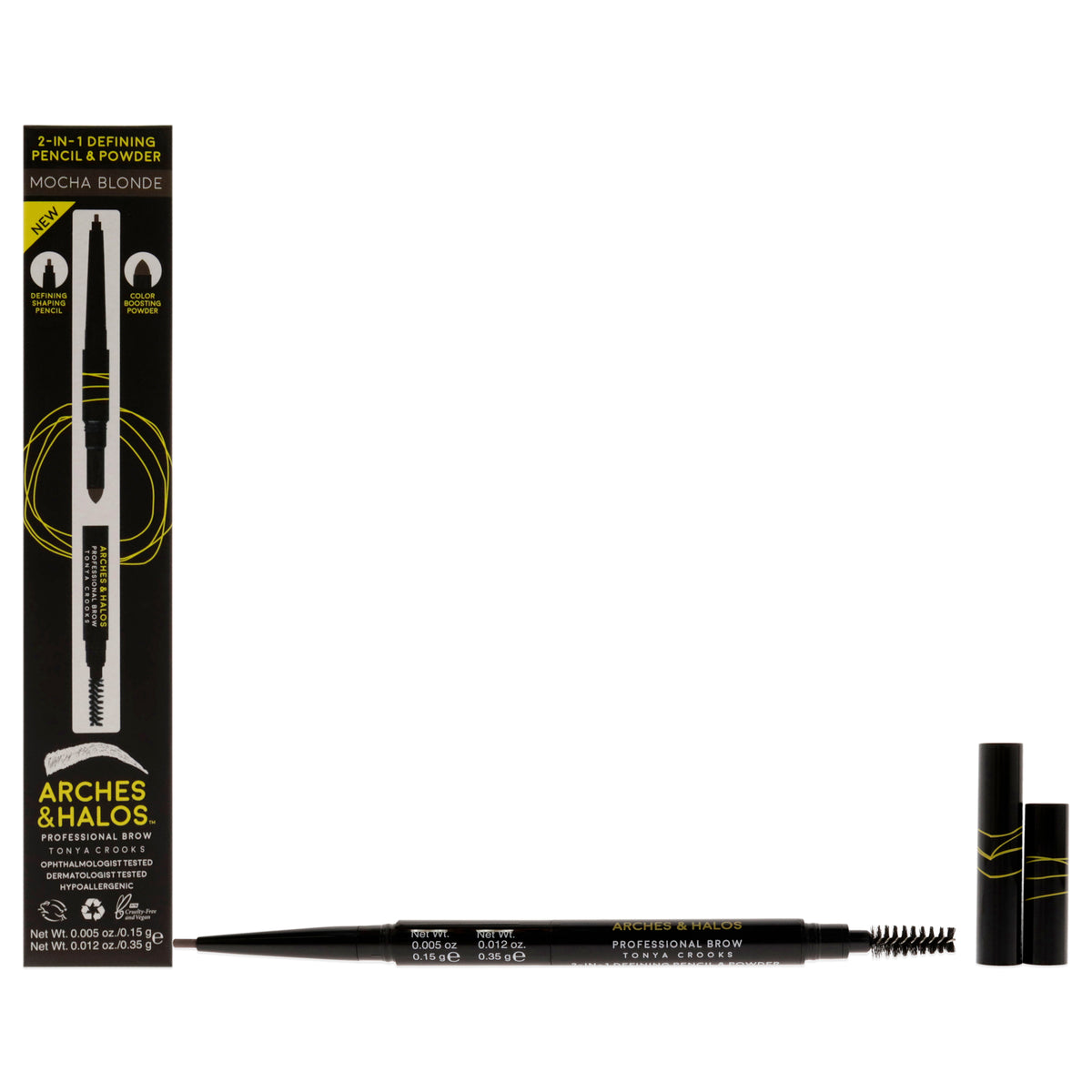 2-in-1 Defining Eyebrow Pencil and Powder - Mocha Blonde by Arches and Halos for Women - 0.017 oz Makeup
