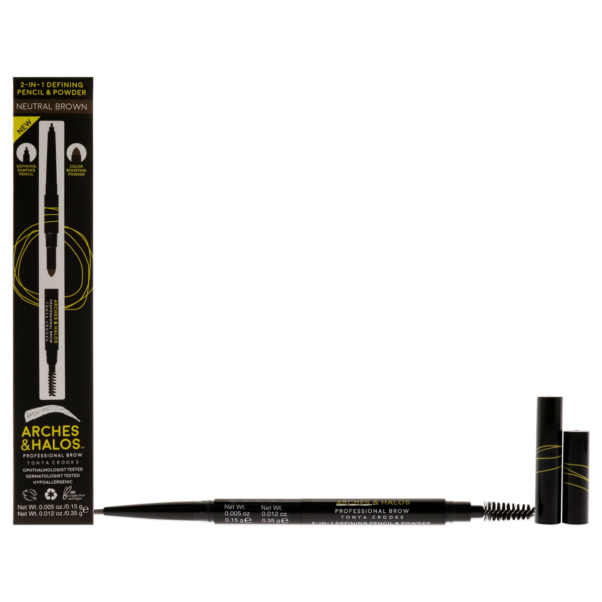 2-in-1 Defining Eyebrow Pencil and Powder - Neutral Brown by Arches and Halos for Women - 0.017 oz Makeup