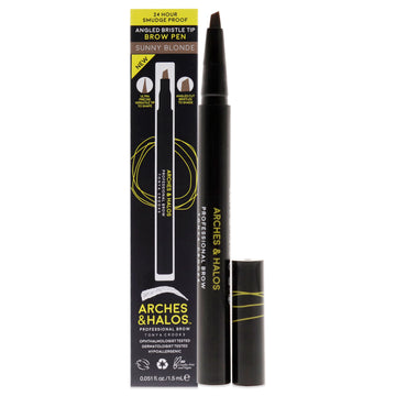 Angled Bristle Tip Waterproof Brow Pen - Sunny Blonde by Arches and Halos for Women - 0.051 oz Eyebrow Pencil