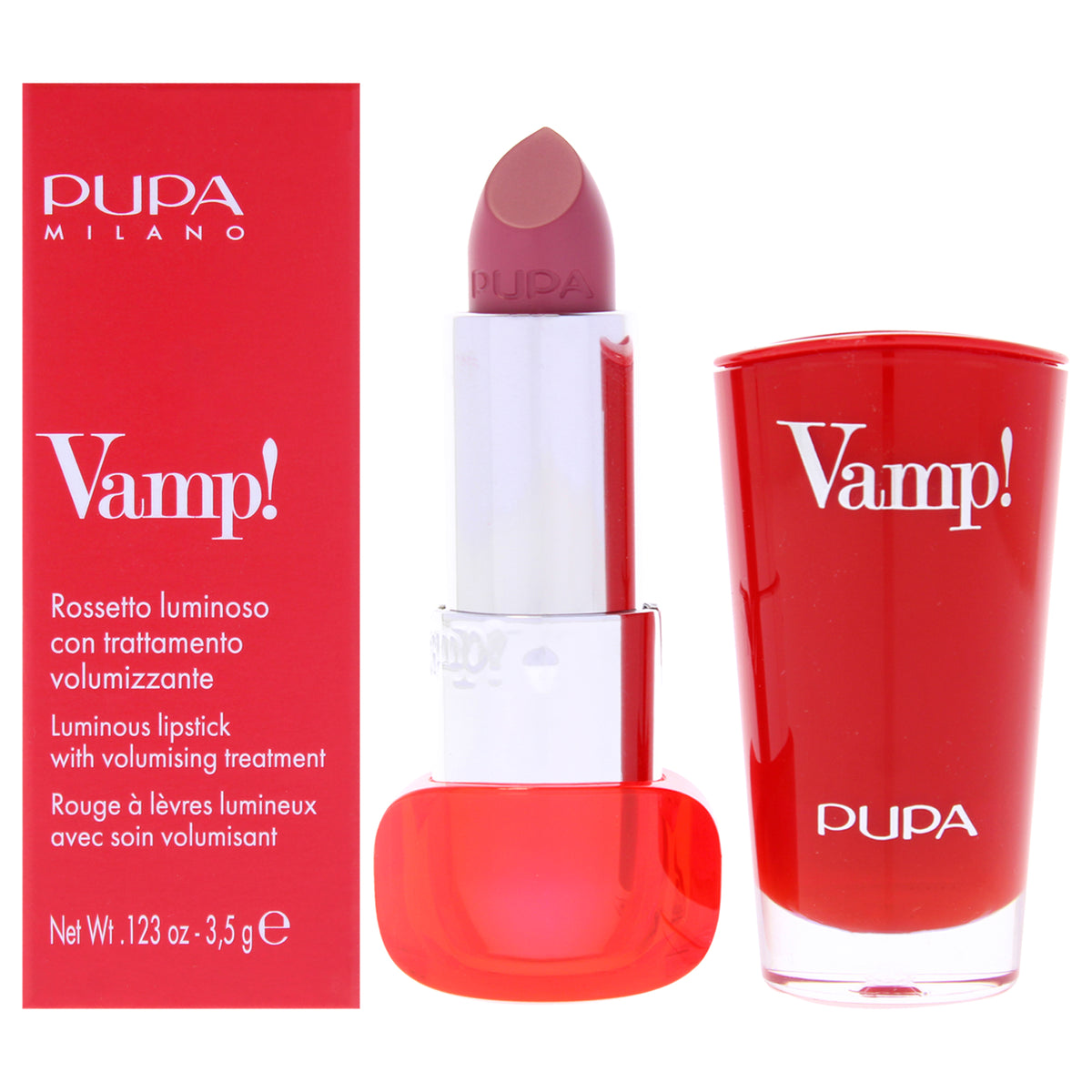 Vamp! Luminous Lipstick - 204 Timeless Rose by Pupa Milano for Women - 0.123 oz Lipstick