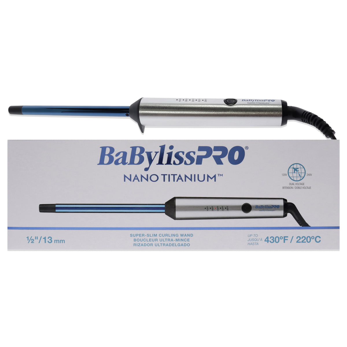 Nano Titanium Curling Wand - BNTW50UC - Blue-Grey by BaBylissPRO for Unisex - 0.5 Inch Curling Iron