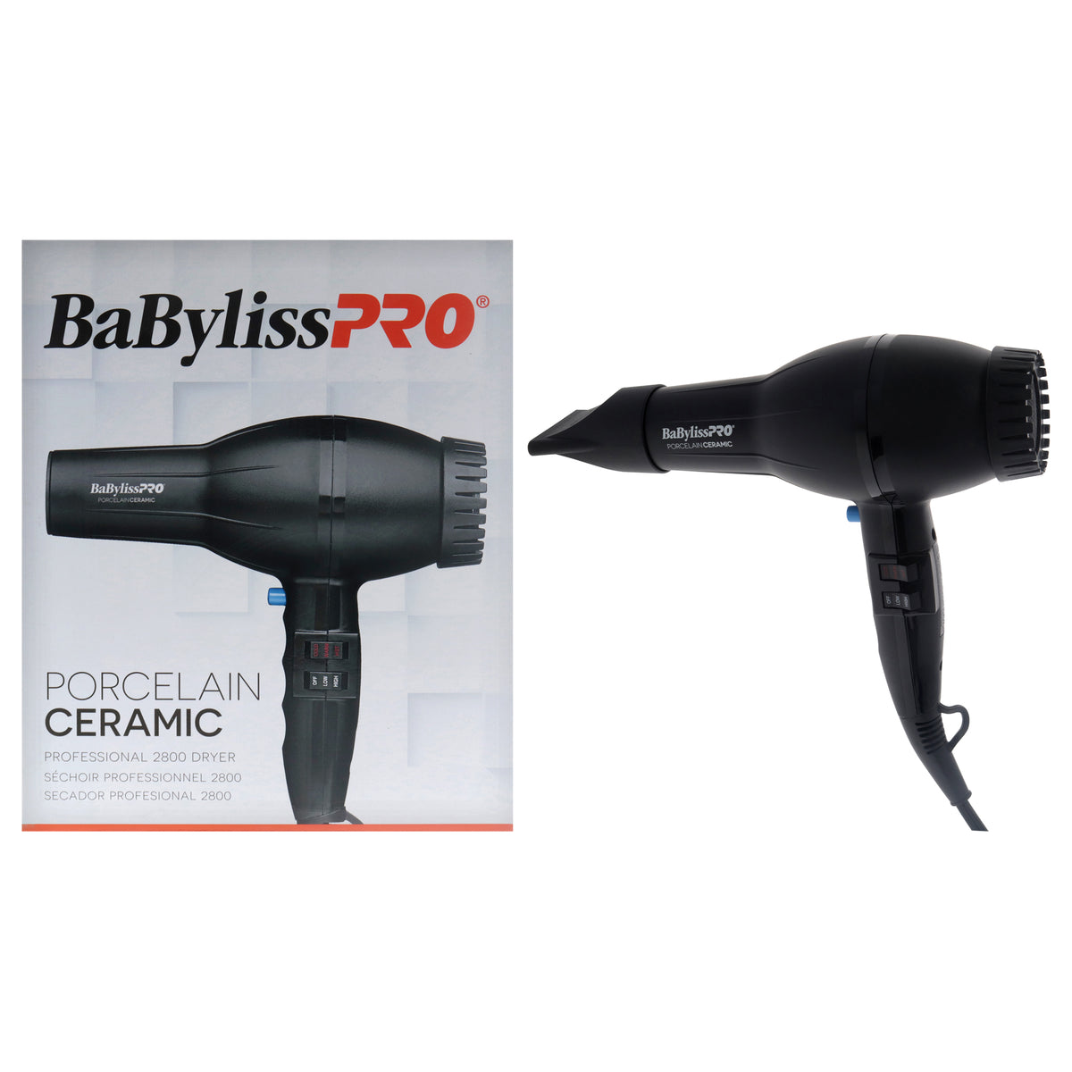 Porcelain Ceramic Professional 2800 Dryer - BP2800N - Black by BaBylissPRO for Unisex - 1 Pc Hair Dryer