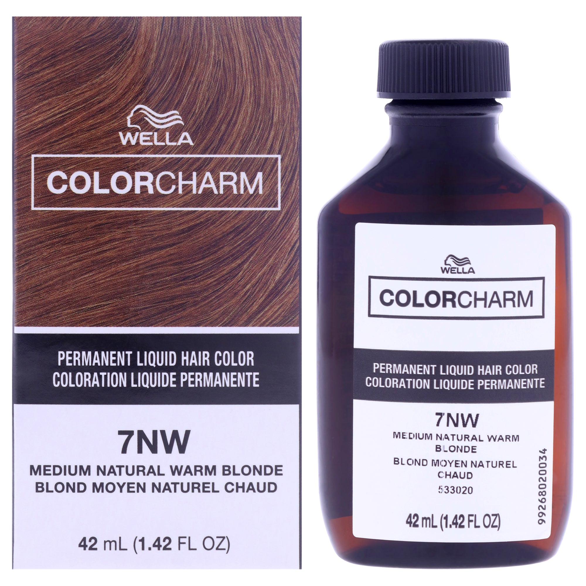 Color Charm Permanent Liquid Hair Color - 7NW Medium Natural Warm Blonde by Wella for Unisex - 1.42 oz Hair Color