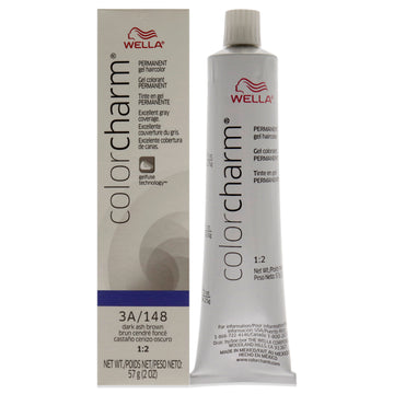 Color Charm Permanent Hair Color Gel - 148 3A Dark Ash Brown by Wella for Unisex - 2 oz Hair Color