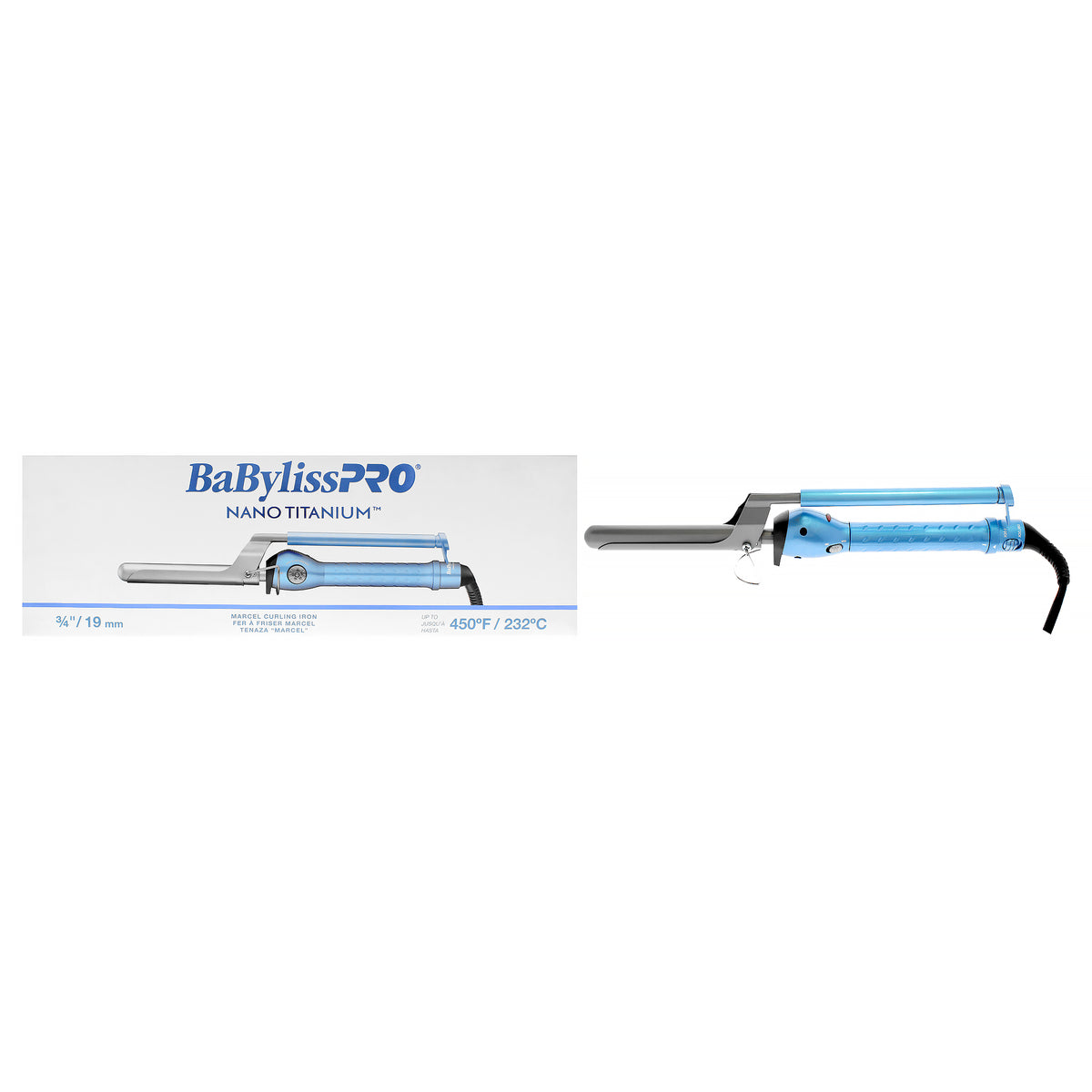 Nano Titanium Marcel Curling Iron - BNT75M - Blue-Grey by BaBylissPRO for Unisex - 0.75 Inch Curling Iron