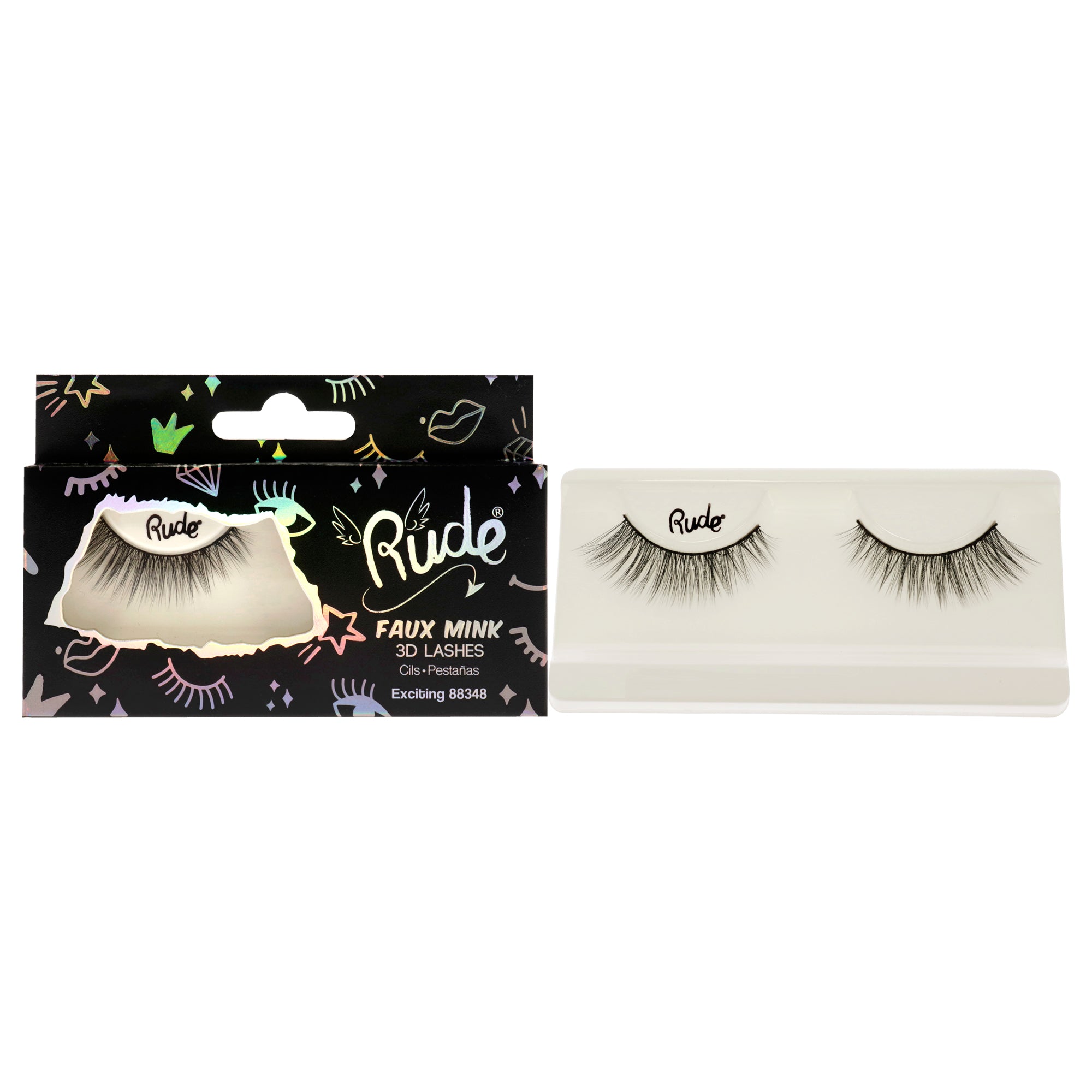 Essential Faux Mink 3D Lashes - Exciting by Rude Cosmetics for Women - 1 Pair Eyelashes