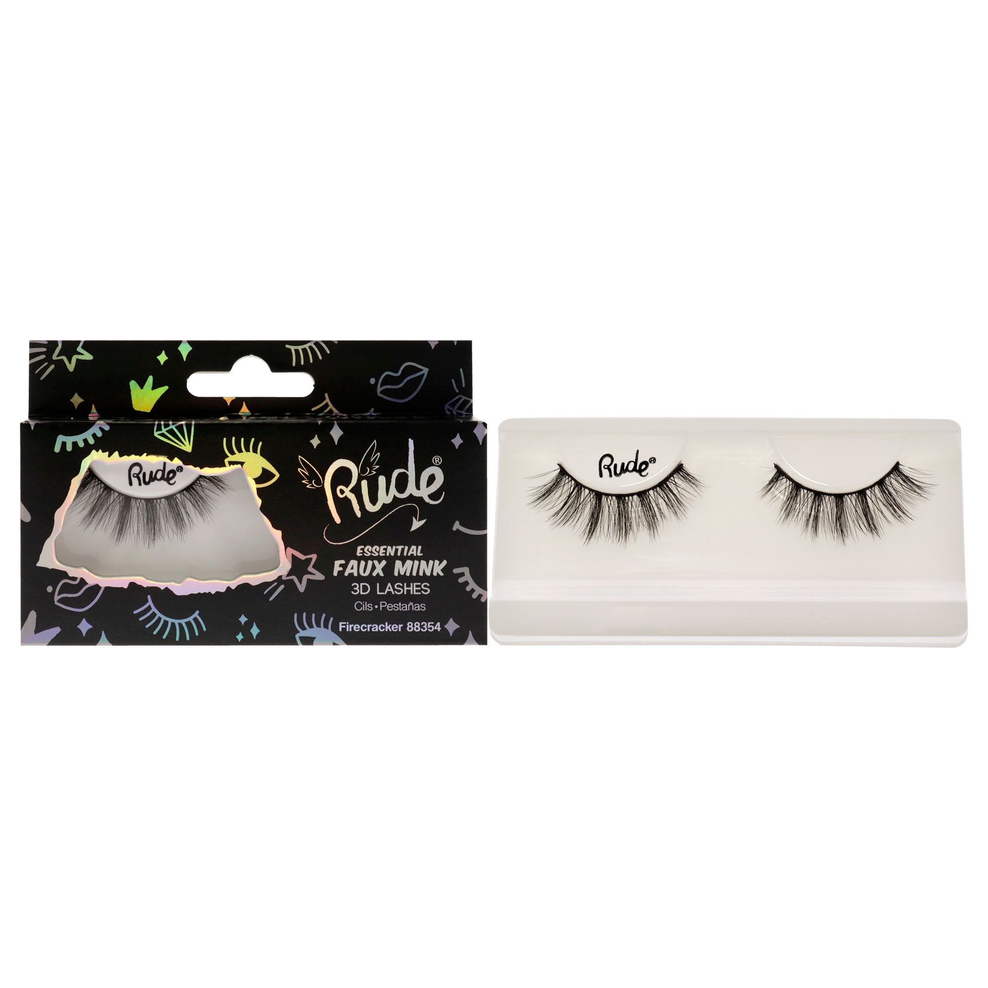 Essential Faux Mink 3D Lashes - Firecracker by Rude Cosmetics for Women - 1 Pair Eyelashes