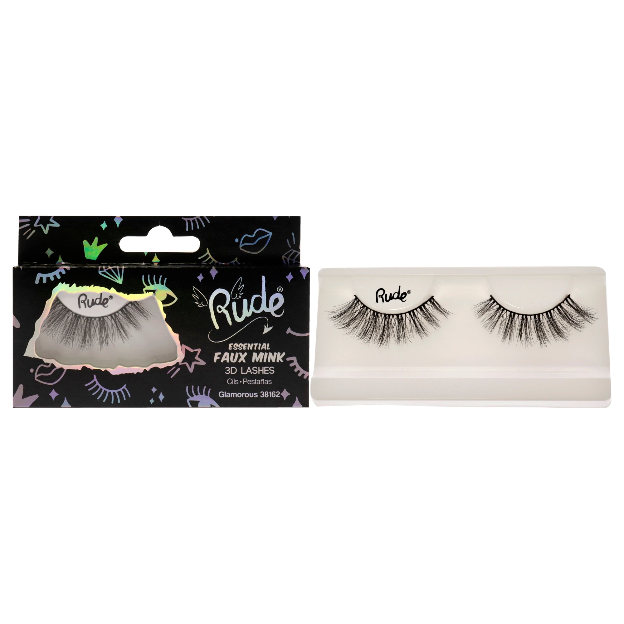 Essential Faux Mink 3D Lashes - Glamorous by Rude Cosmetics for Women - 1 Pair Eyelashes