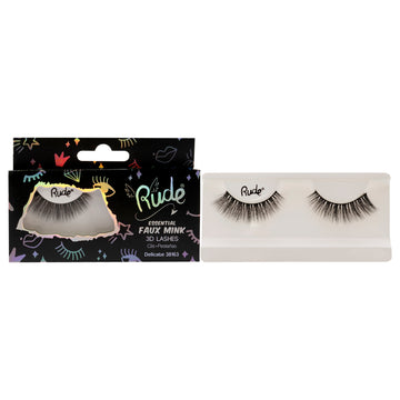 Essential Faux Mink 3D Lashes - Delicate by Rude Cosmetics for Women - 1 Pair Eyelashes