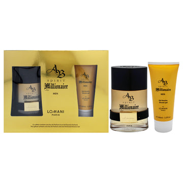 AB Spirit Millionaire by Lomani for Men - 2 Pc Gift Set 3.3oz EDP Spray, 3.3oz Shower Gel